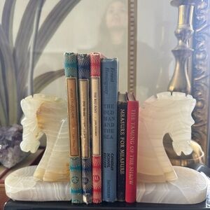 Vintage Onyx Stone Horse Head Book Ends